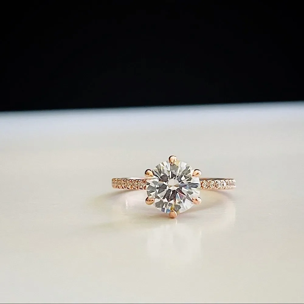 1.00CT Pave Ring Cubic Zirconias Rose Gold Plated size 7